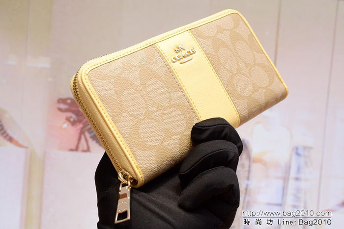 COACH蔻馳 原單 Fa52859 pvc配皮 經典logo 專櫃新款 馬車標拼色 長款拉鏈錢包 outlets款  Chz1381